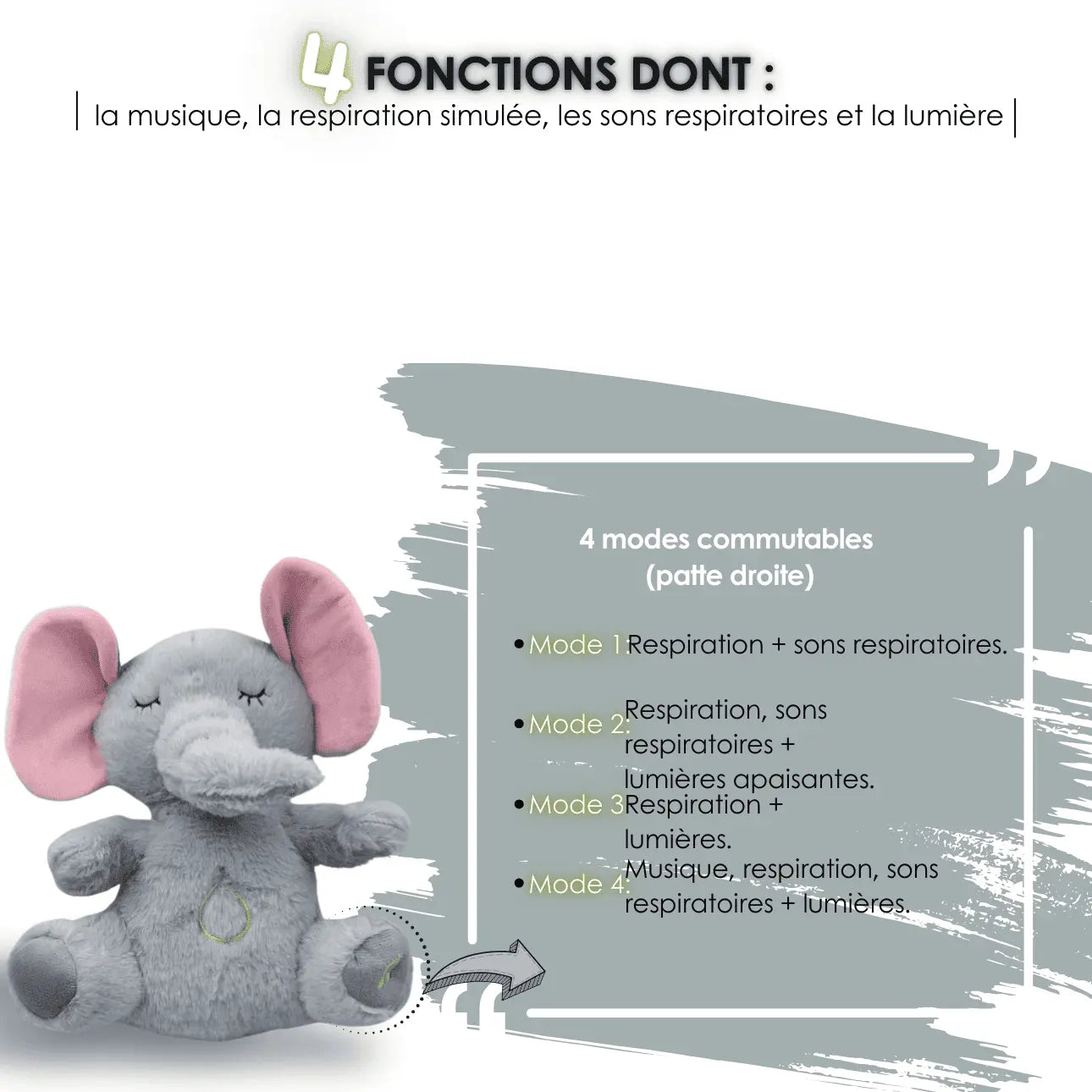 DOUDOU ÉLÉPHANT QUI RESPIRE (Modes)